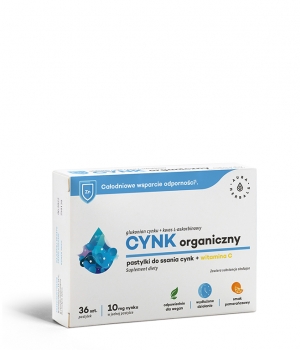 Cynk organiczny(10mg)+ wit C 36 past. Aura Herbals