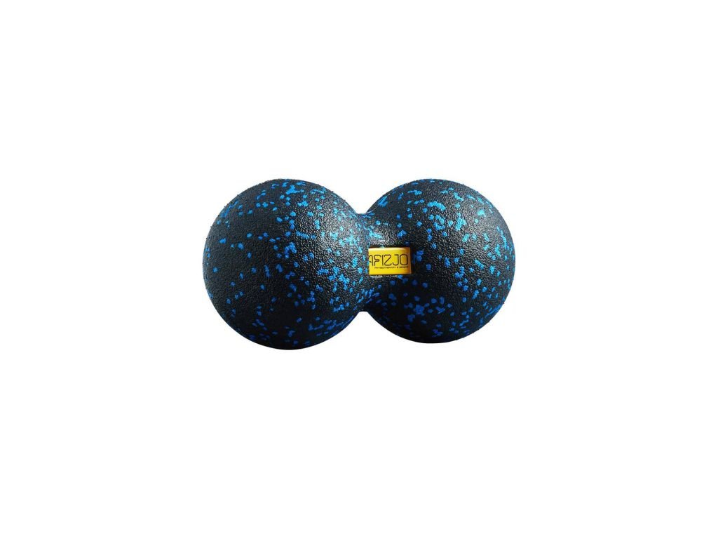 Podwójna piłka do masażu 8 cm czarno-niebieska