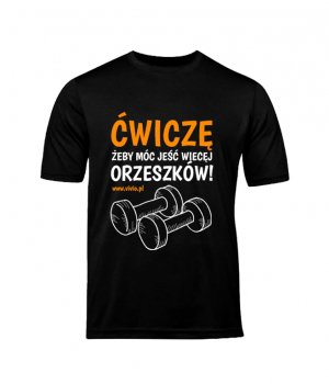 T-shirt M męski czarny napis ĆŻJWO