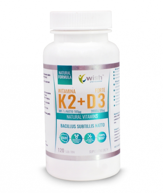 Witamina K2MK7+D3 2000IU 120 tabletek WISH