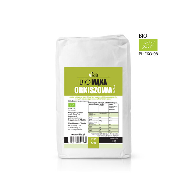 BIO Mąka orkiszowa typ 650 jasna - 1kg