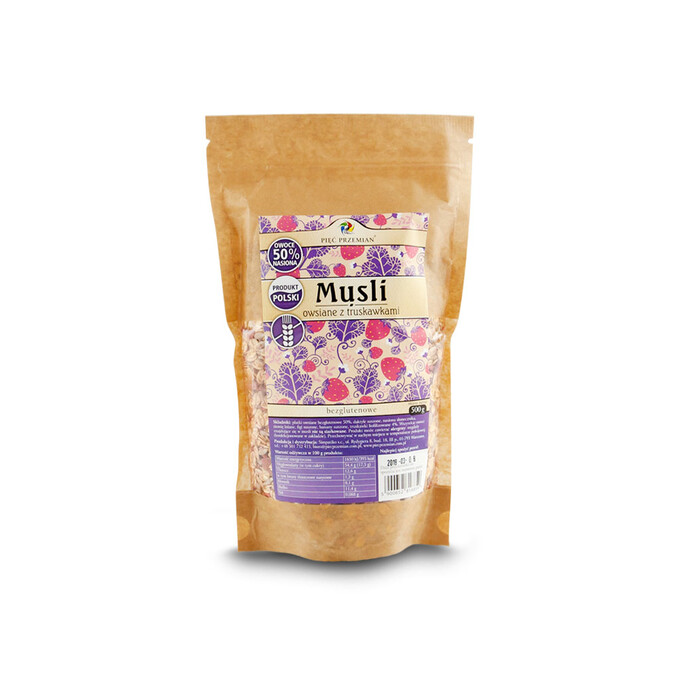 Musli owsiane bezglutenowe o smaku truskawkowym 500g