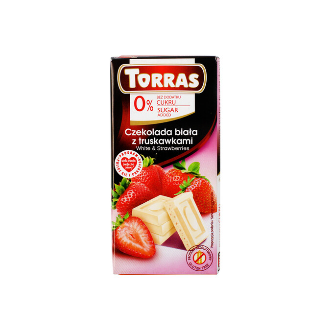 Czekolada biała z truskawkami 75g Torras