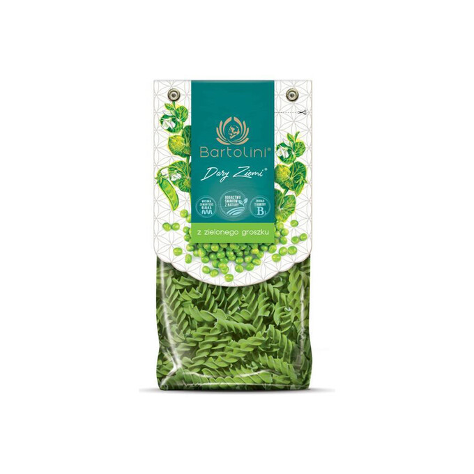 Makaron świderki z zielonego groszku 250g Bartolini