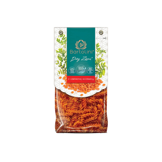Makaron świderki z czerwonej soczewicy 250g Bartolini