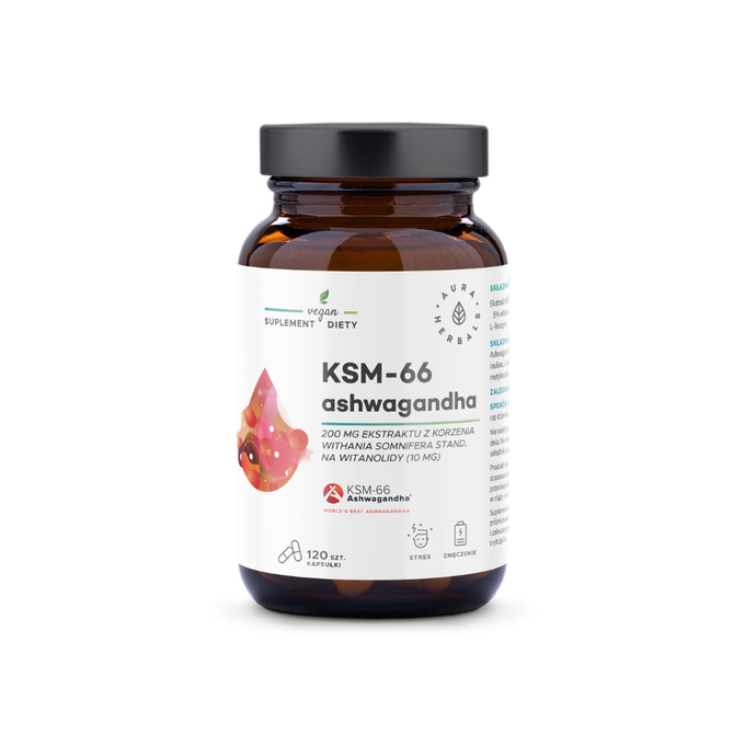 Ashwagandha, KSM-66 Korzeń 200 mg, kapsułki 120 szt