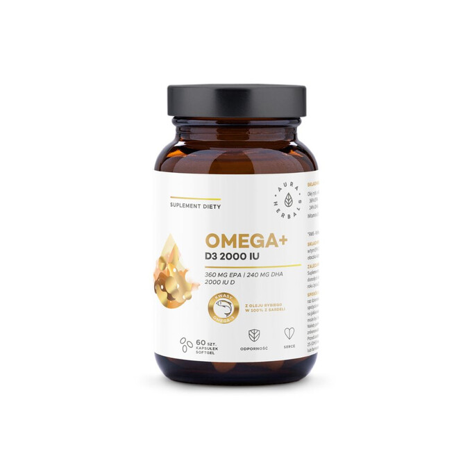 Omega+ z witaminą D3 2000IU softgel 60 kapsułek