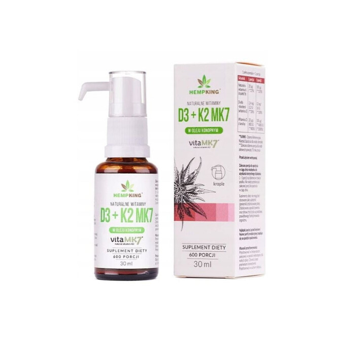 Witamina D3+K2Mk7 w BIO oleju konopnym 30ml