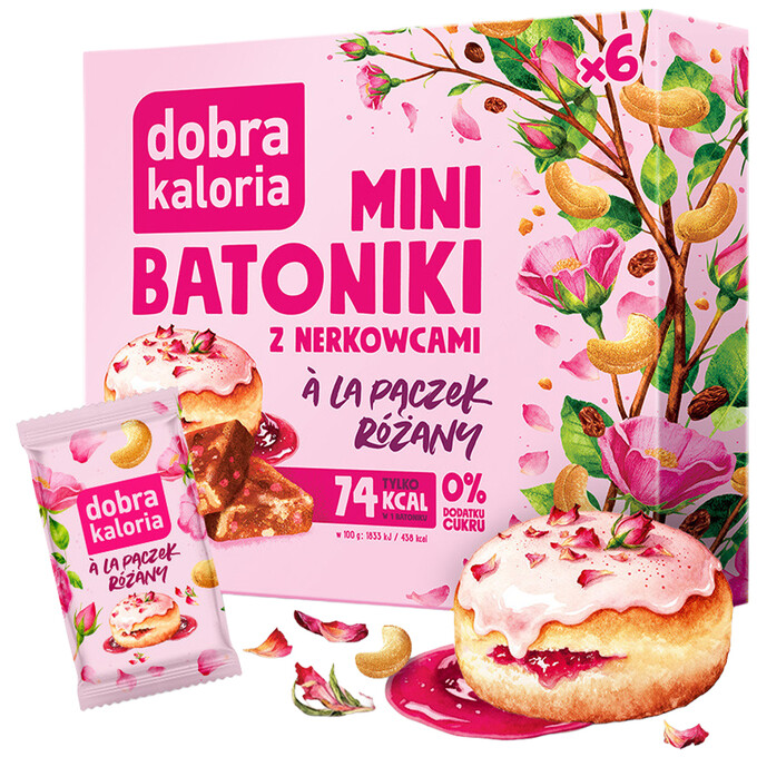 Mini batoniki z nerkowcami à la pączek różany bez cukru 102g