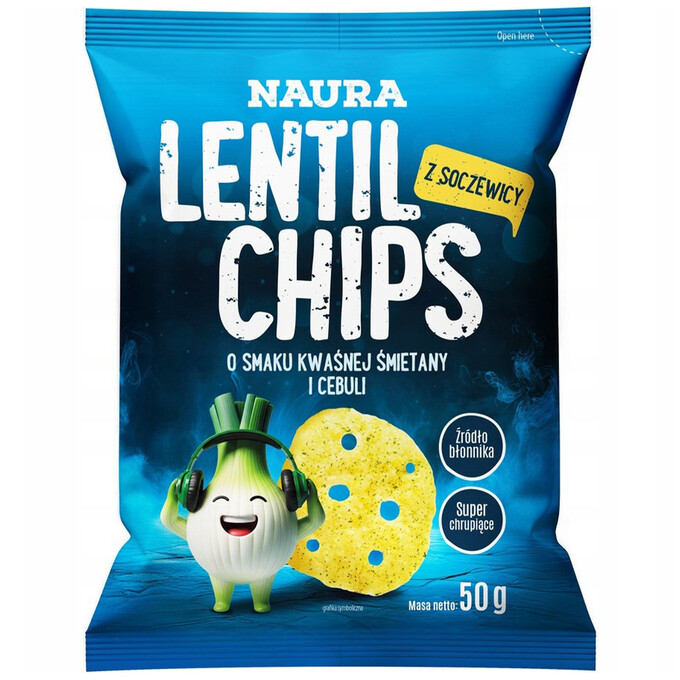 Chipsy z czerwonej soczewicy o smaku śmietany i cebuli 50g