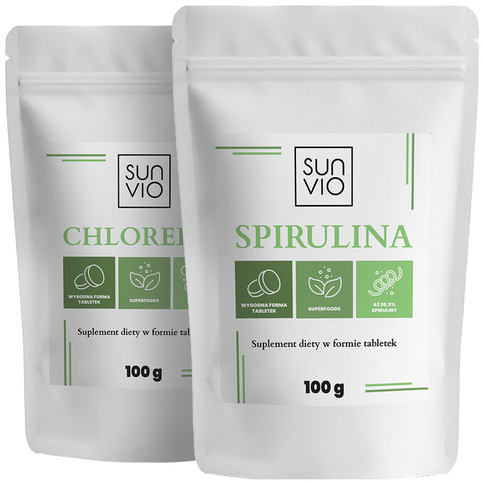 Chlorella tabletki + spirulina tabletki (2x400 tabletek)