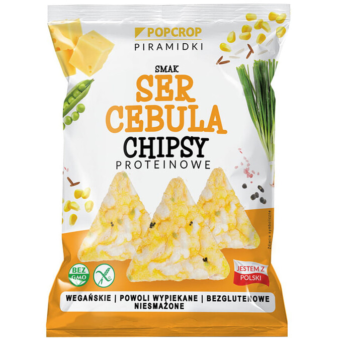CHRUPKI PIRAMIDKI PROTEINOWE O SMAKU SERA I CEBULI WEGAŃSKIE