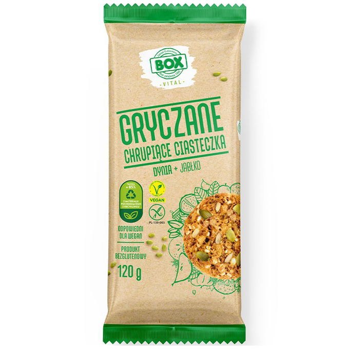 Ciasteczka gryczane bezglutenowe dynia + jabłko 120g