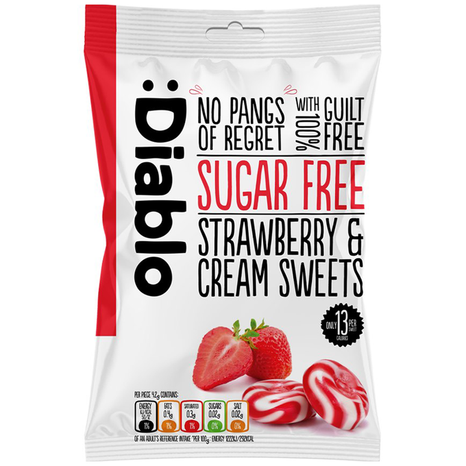 Cukierki śmietankowe o smaku truskawki bez cukru 75g