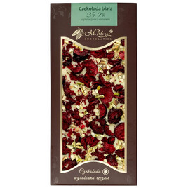 Czekolada biała 25,9% z pistacjami i wiśniami 80g