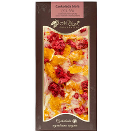 Czekolada biała 25,9% z czek. różową Ruby i malinami 80g
