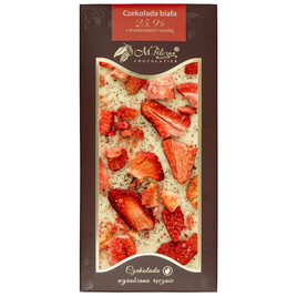 Czekolada biała 25,9% z truskawkami i wanilią 80g