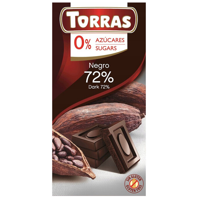 Czekolada gorzka 72% kakao bez dodatku cukru 75 g