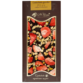 Czekolada gorzka 70,4% z pigwą i truskawkami 80g