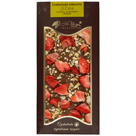 Czekolada mleczna 33,6% z cytryną, truskawkami i imbirem 80g