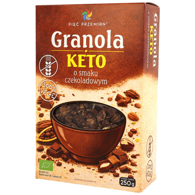 Granola KETO o smaku czekoladowym bezglutenowa BIO 250 g