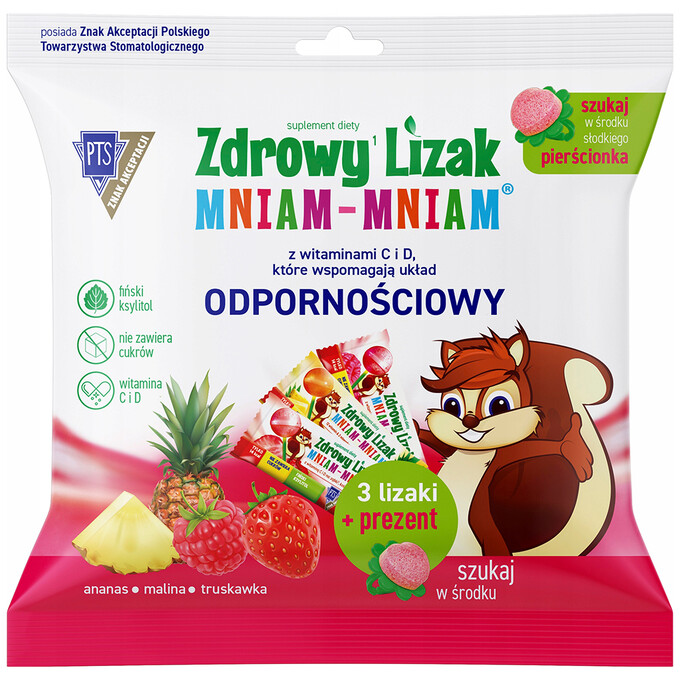 3 lizaki z witaminami C i D + pierścionek