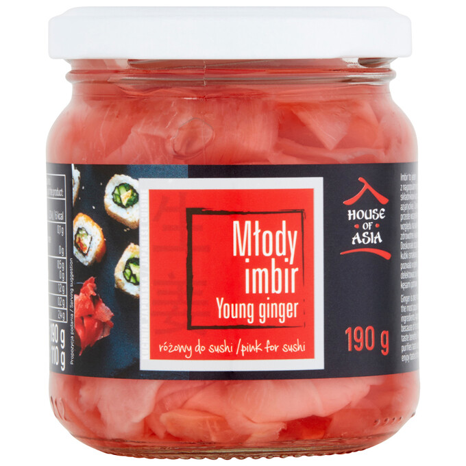 Młody imbir do sushi różowy 190g