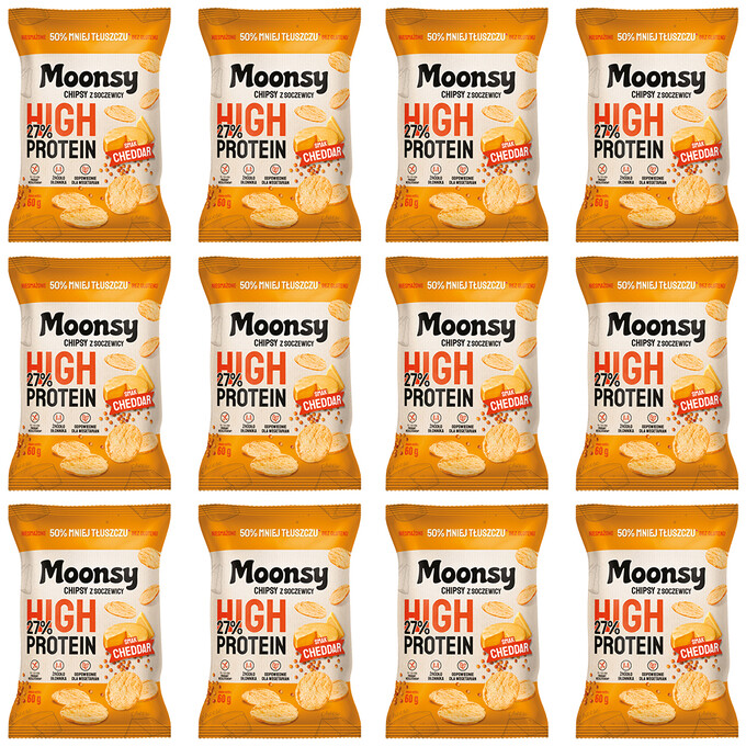Moonsy soczewicowe Cheddar 60g 12 szt