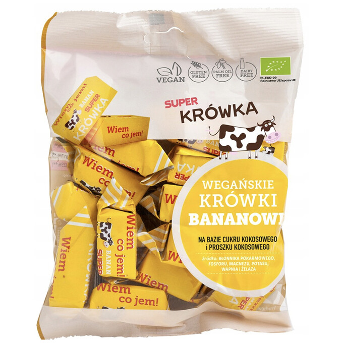 Cukierki krówki o smaku bananowym bez mleka BIO 150g