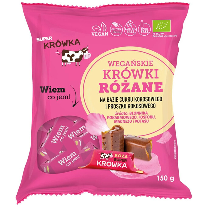 Krówki wegańskie różane bez mleka BIO 150g