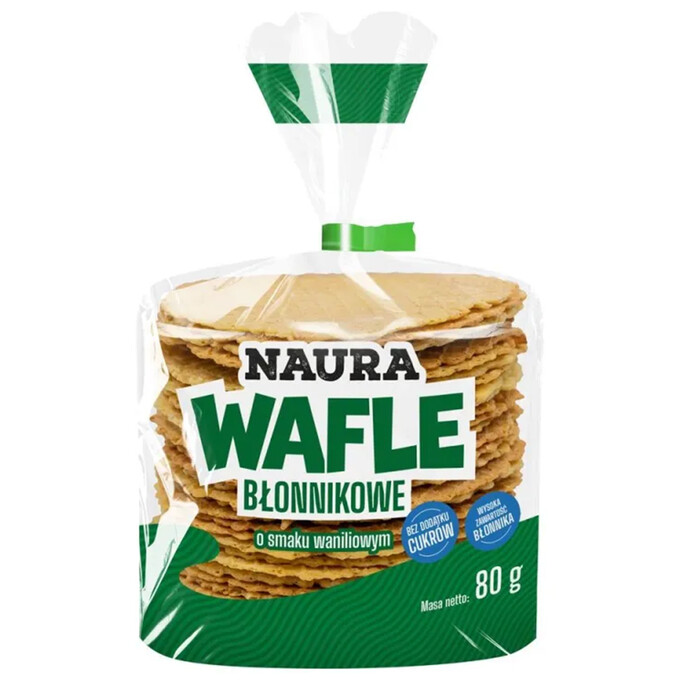 Wafle owsiano-pszenne z błonnikiem owsianym o smaku waniliowym 80g