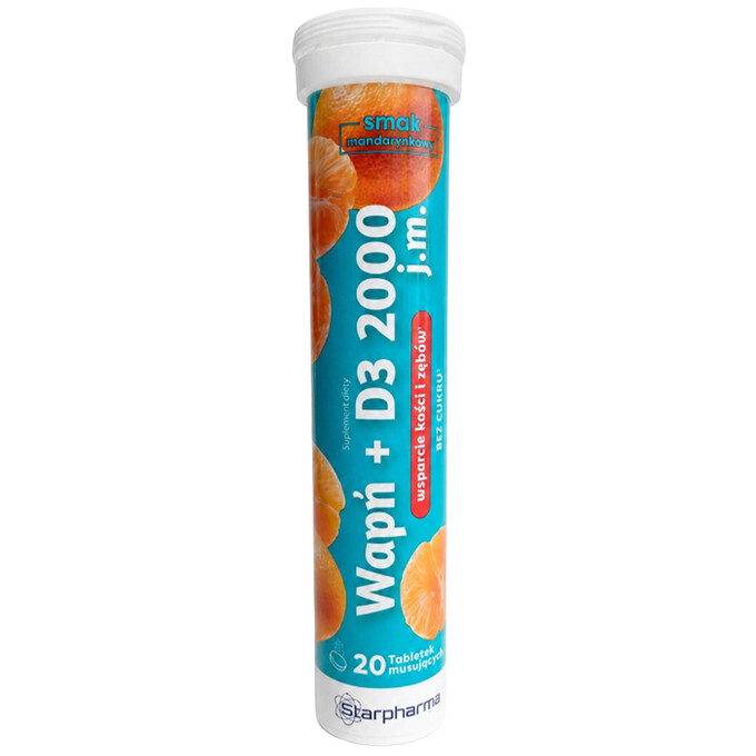 Wapń + D3 2000 j.m., 20 tabletek musujących