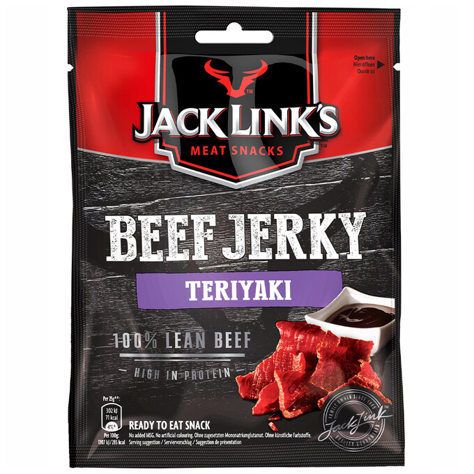 Wołowina w kawałkach: suszona i wędzona. Teriyaki 25 g
