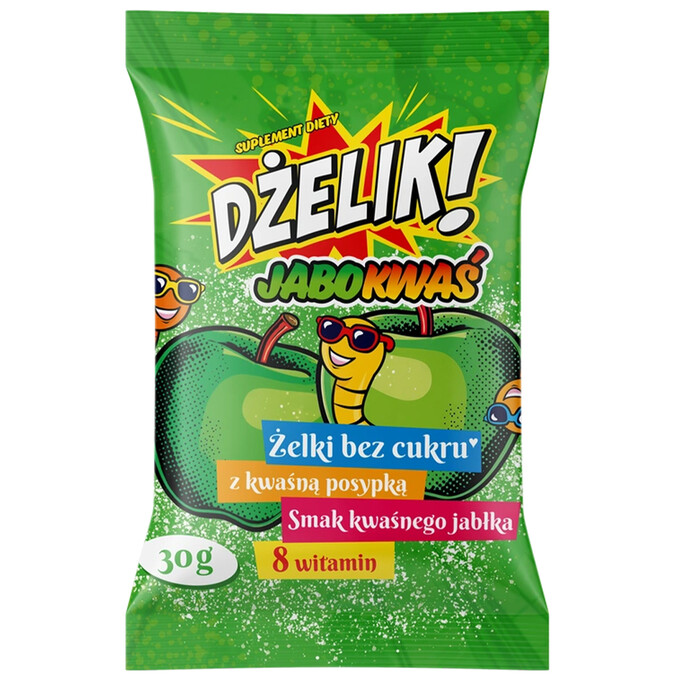 DŻELIK! JABOKWAŚ Żelki Bez Cukru o Smaku Kwaśnego Jabłka 30g