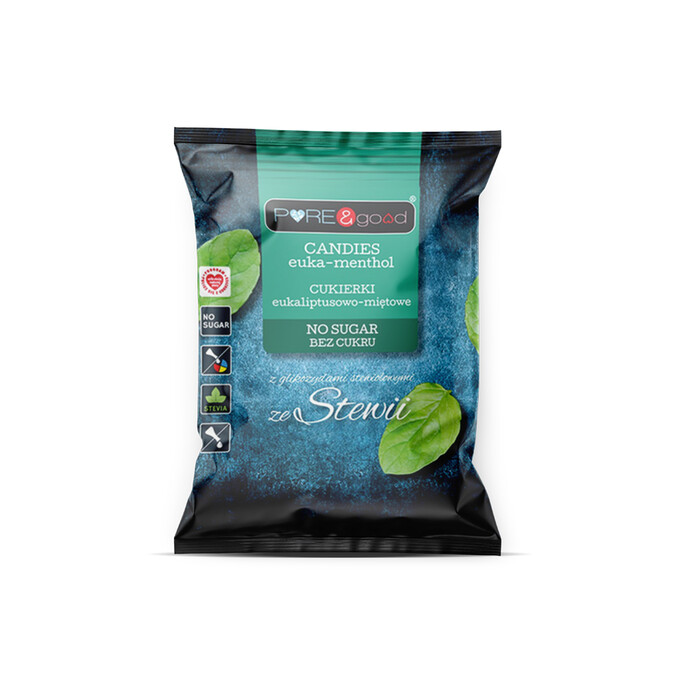 Cukierki eukaliptusowo-miętowe ze stevią 50g Pure&amp;good