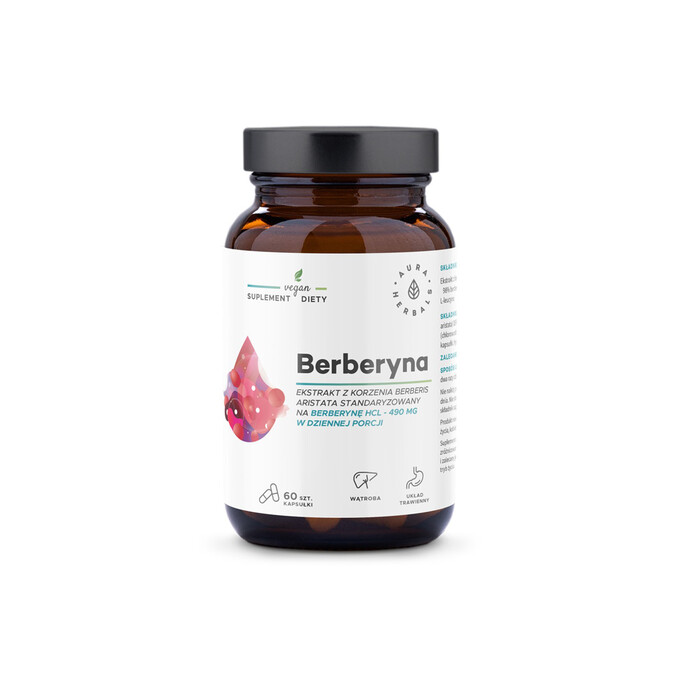 Berberyna HCL 490 mg Ekstrakt z kory 60 kapsułek