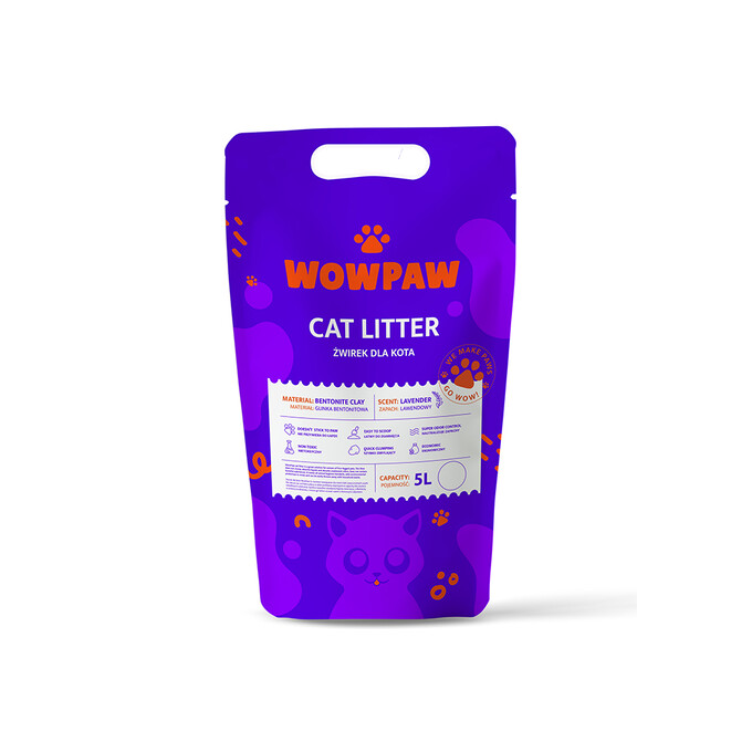 WowPaw Żwirek bentonitowy lawendowy 5l