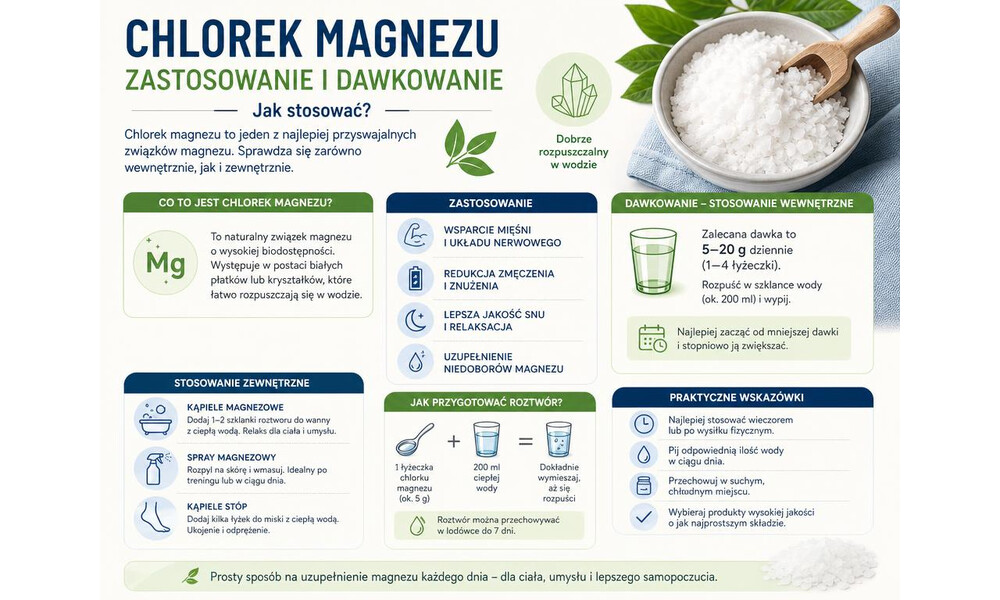 Chlorek magnezu - zastosowanie i dawkowanie: jak stosować