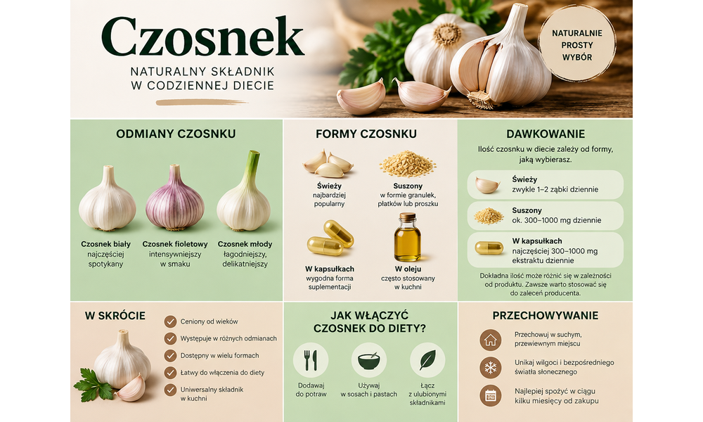 Czosnek - właściwości zdrowotne, dawkowanie i formy