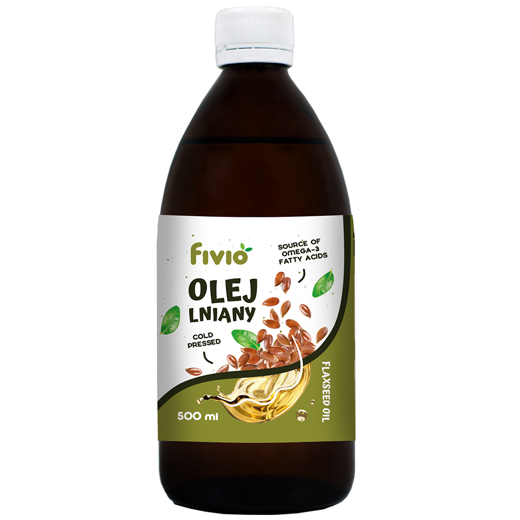 Olej lniany zimnotłoczony 500 ml fivio