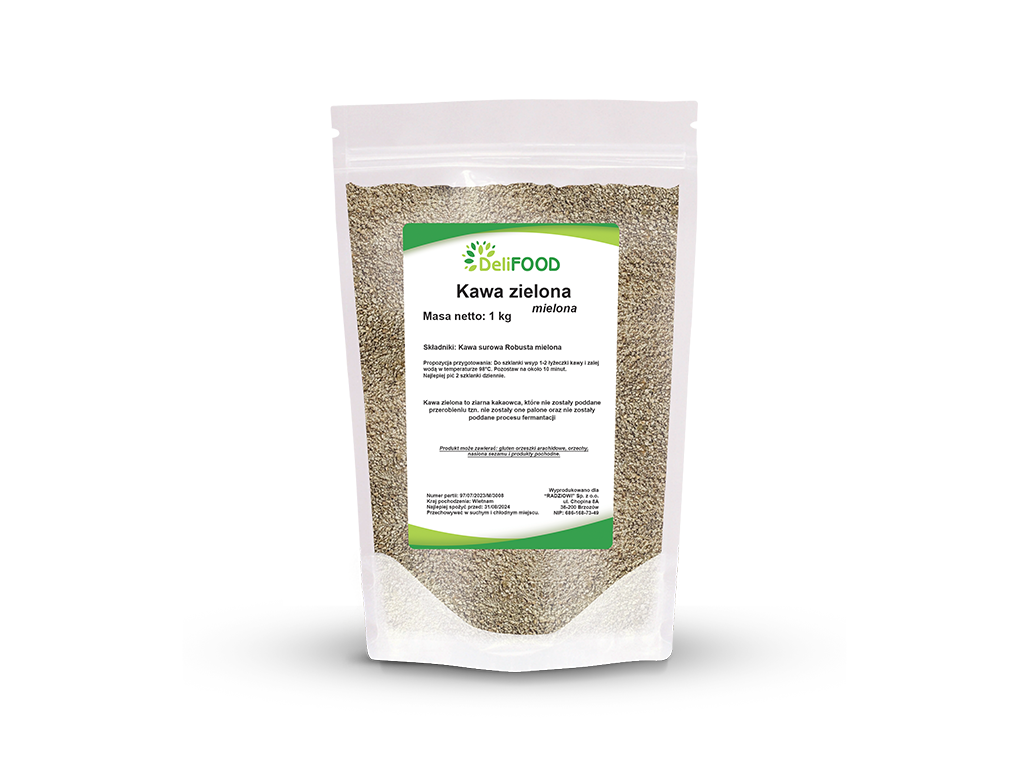 Zielona Kawa Mielona DeliFOOD 1kg - Naturalne Wsparcie dla Sylwetki