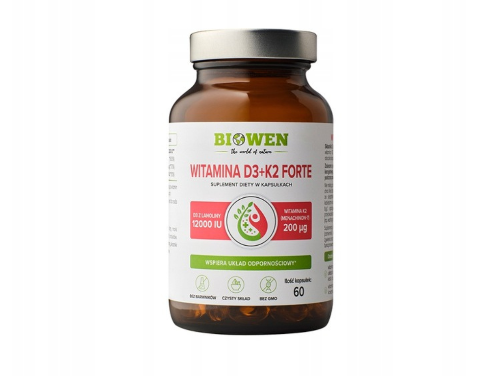 Witamina D3+K2 Forte 12.000iu 60 kapsułek